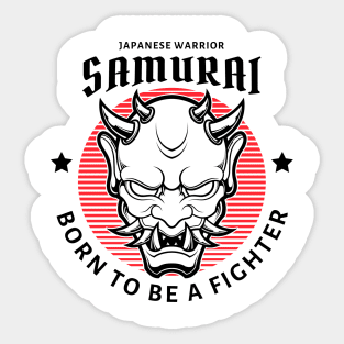 Samurai Oni Mask Illustration Sticker